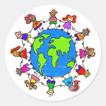 World Kids Round Stickers