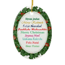 World Languages Merry Christmas Text Ornament ornaments