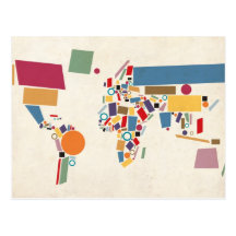 World Map Abstract Postcards