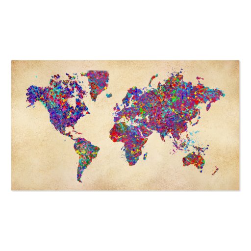 World Map, Action Painting Business Card (front side)