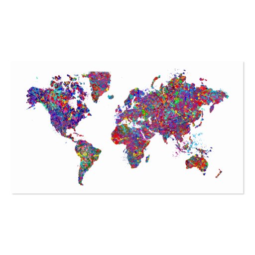World Map, Action Painting Business Card Templates (front side)