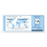 World Map Birthday Boarding Pass Ticket Card