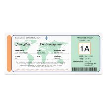 World Map Birthday Boarding Pass Ticket Personalized Announcement