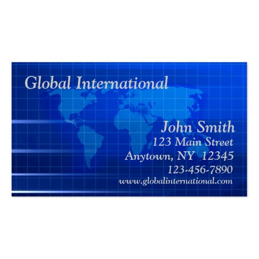 World Map Blue Tech Business Card (front side)