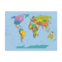 World Map Bright Postcards