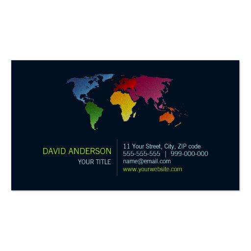 World Map business card (front side)