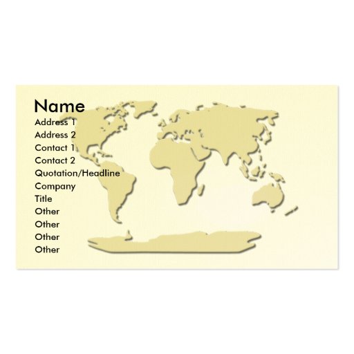 World Map Business Card  Eggshell