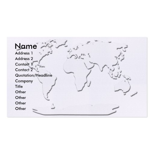 World Map Business Card White
