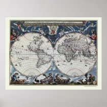 World Map by Joan Blaeu - 1664 Poster