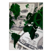World map cash greeting cards