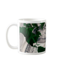 World map cash coffee mugs