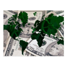 World map cash post cards