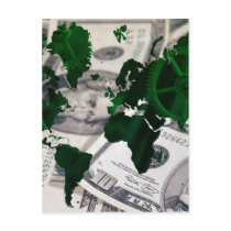 World map cash post card