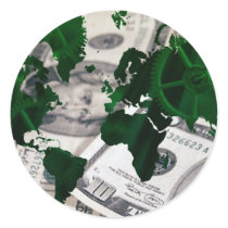 World map cash round stickers