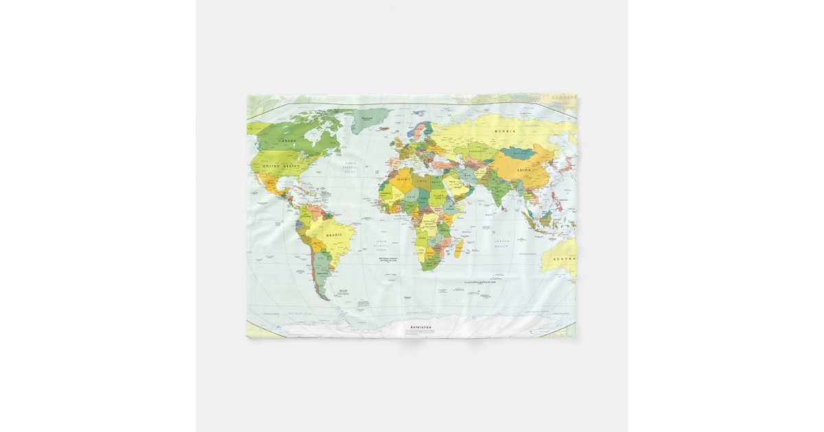 World Map Globe Atlas Countries Fleece Blanket | Zazzle