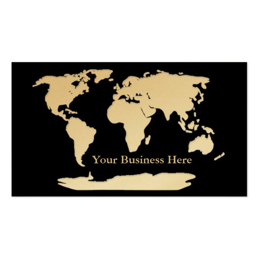 World Map Gold/Black Business Card 1 (front side)
