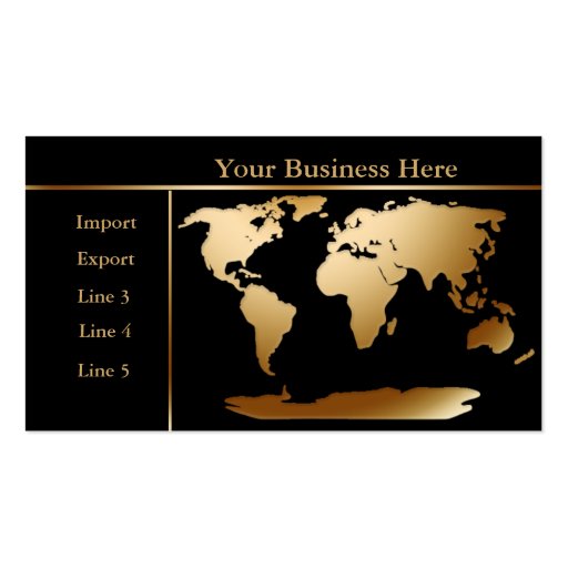 World Map Gold/Black Business Card 4 (front side)