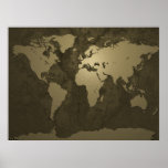 World Map Gold Print