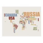 World map in words post cards