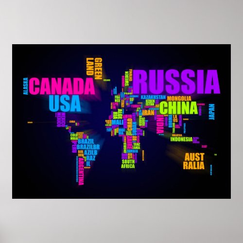 World Map in Words print