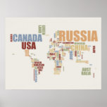 World map in words posters