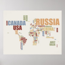 World map in words posters