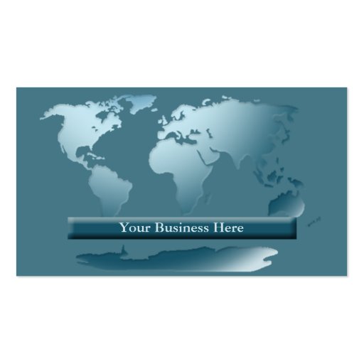 World Map Ocean Blue Business Card 1 (front side)