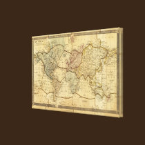 World map on Mercators Projection canvas prints