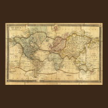 World map on Mercators Projection posters