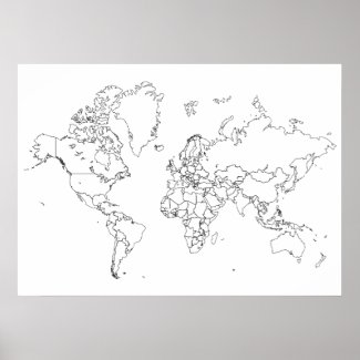World Map Outline Poster