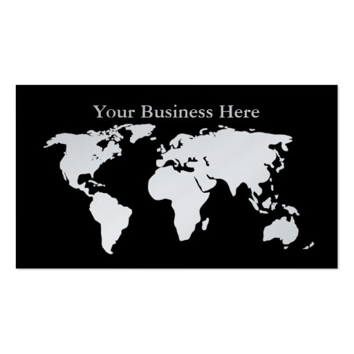 World Map Platinum/Black Business Card (front side)