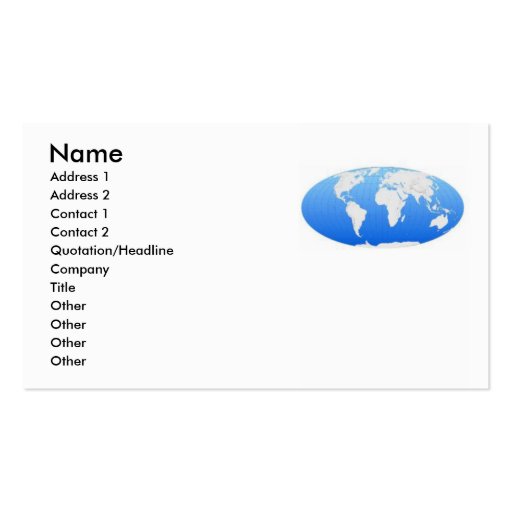 World Map Profile Card Business Card Template (front side)