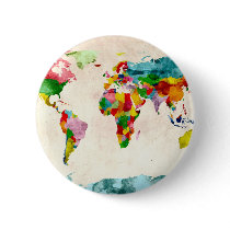 World Map Watercolors Button