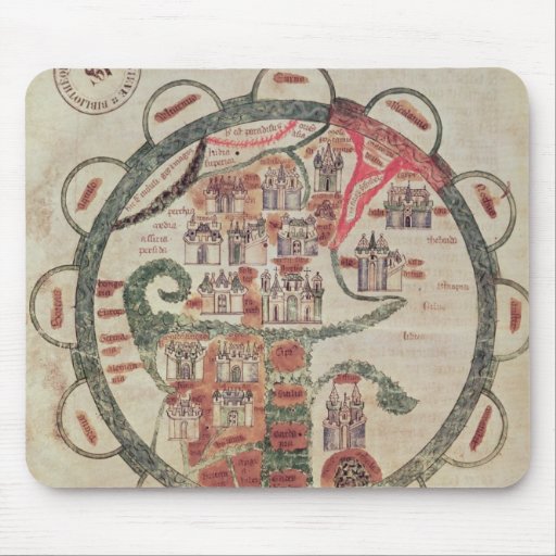 World map with Jerusalem in the centre Mouse Pads
