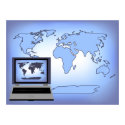 World Map with Laptop Computer posters