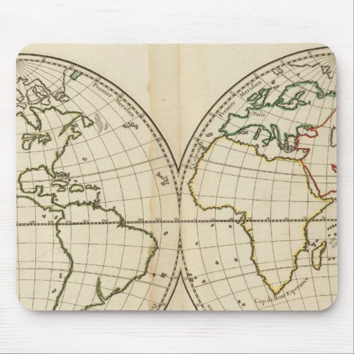 World Map with Latitude and Longititude Mousepad