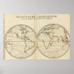 World Map with Latitude and Longititude Posters