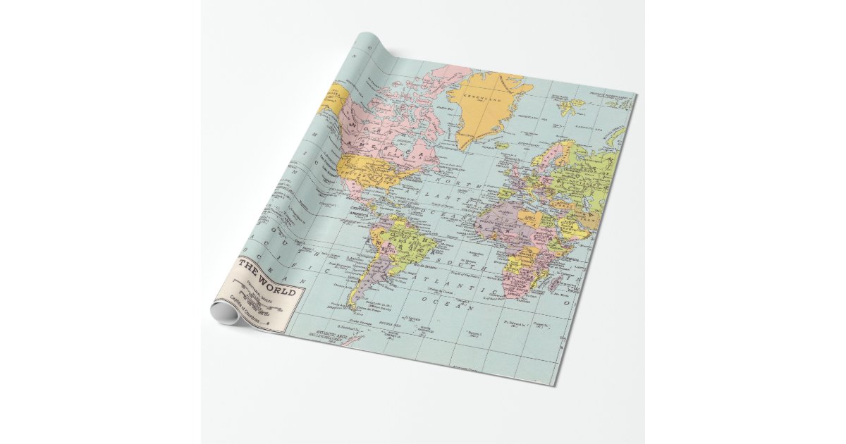 World Map Wrapping Paper | Zazzle