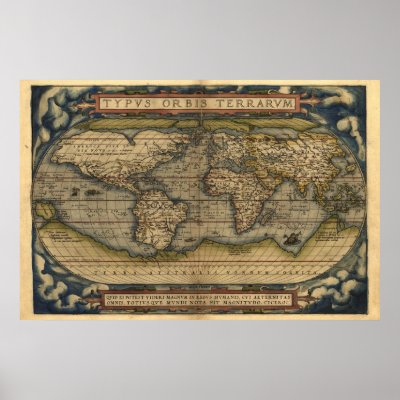 Small, large and giant sizes. Detailed Antique World Map Print, 