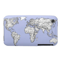 World maps in baby blue Case-Mate iPhone 3 cases