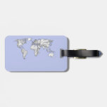 World maps in baby blue luggage tags