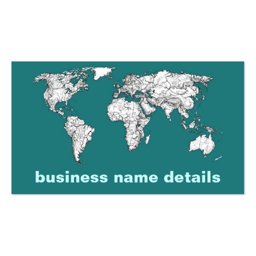World maps in turquoise business card (back side)