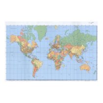 World Maps, Printed Map Poster