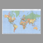 World Maps, Printed Map Poster 23x36 or other size
