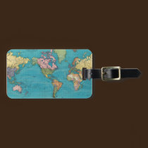 World, Mercator's projection. luggage tags