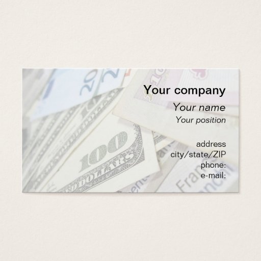 "World money" business card Zazzle