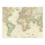 World On Mercator's Projection Post Card