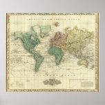 World on Mercators Projection Print
