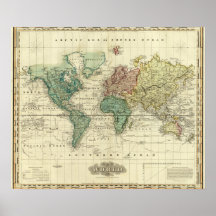 World on Mercators Projection Print