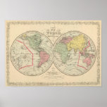 World on the Globular Projection Posters